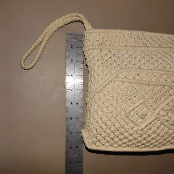Macrame Crochet Woven Bag Purse Clutch Wristlet Handbag Vintage Bohemian Hippie - Picture 5 of 10